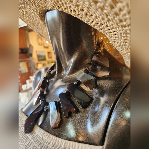 Reversable Handcrafted Agate and Onyx Statement necklace -Only 1 Made! - Picture 15 of 16